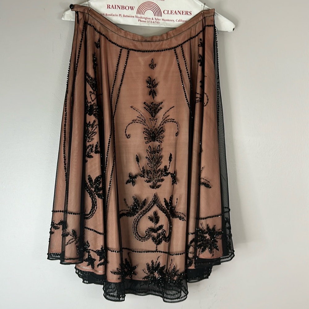 Vera Cristina Beige/ Black beaded Skirt size Small